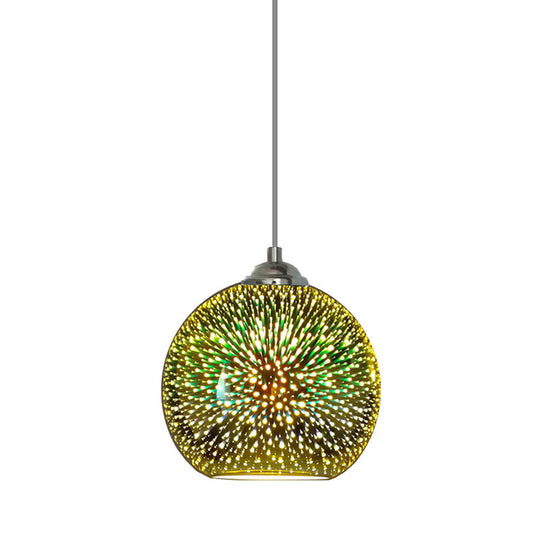 Modern Gold/Copper 3D Glass Globe Pendant Lamp - Dining Room Light Fixture (8/10 Wide)