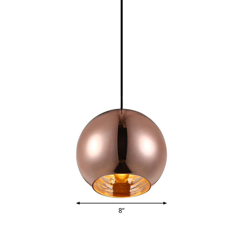 Modern Glass Sphere Hanging Light Fixture - 6/8/10 Wide 1 Silver/Copper Pendant Lamp