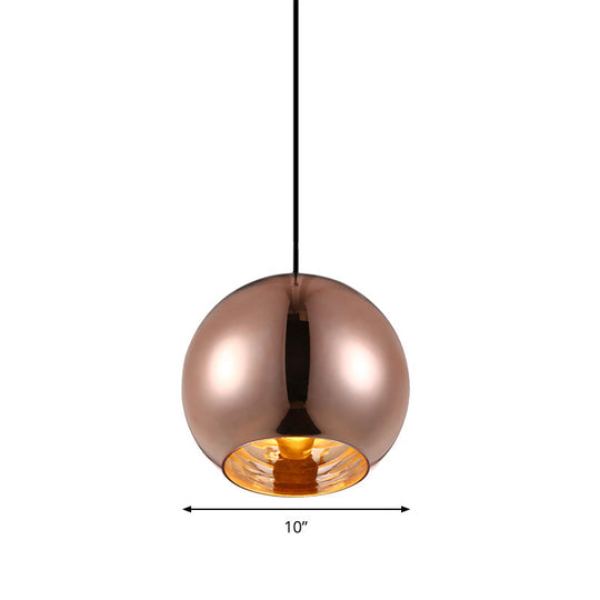 Modern Glass Sphere Hanging Light Fixture - 6/8/10 Wide 1 Silver/Copper Pendant Lamp