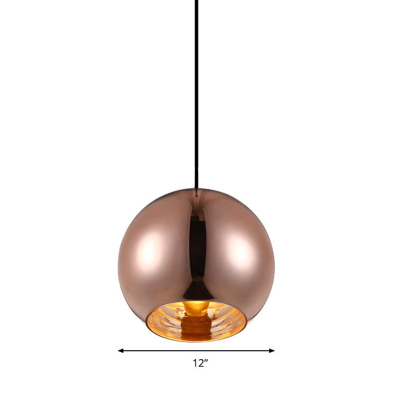 Modern Glass Sphere Hanging Light Fixture - 6/8/10 Wide 1 Silver/Copper Pendant Lamp