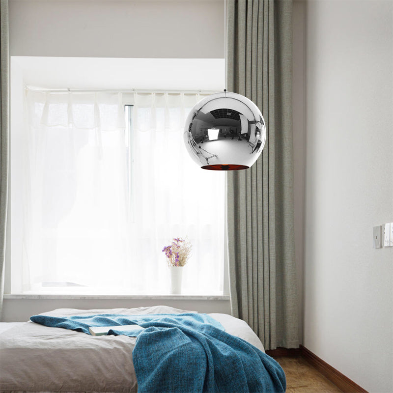 Modern Glass Sphere Hanging Light Fixture - 6/8/10 Wide 1 Silver/Copper Pendant Lamp