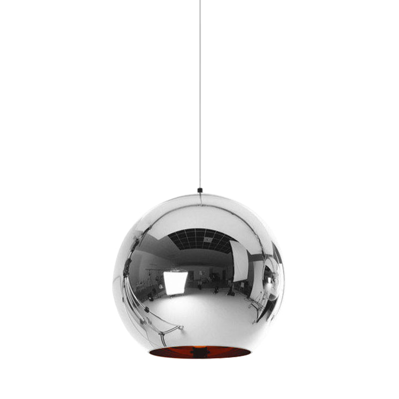 Modern Glass Sphere Hanging Light Fixture - 6/8/10 Wide 1 Silver/Copper Pendant Lamp