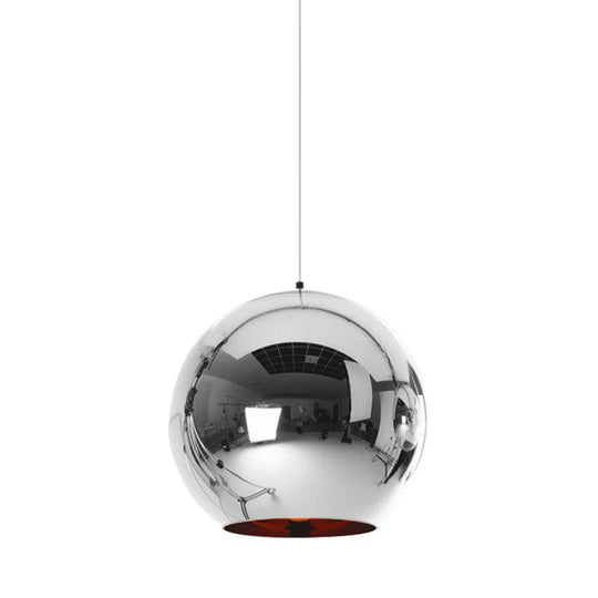 Modern Glass Sphere Hanging Light Fixture - 6/8/10 Wide 1 Silver/Copper Pendant Lamp