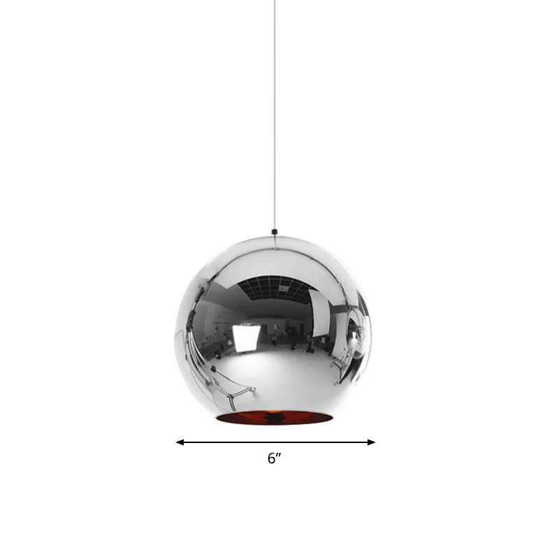 Modern Glass Sphere Hanging Light Fixture - 6/8/10 Wide 1 Silver/Copper Pendant Lamp