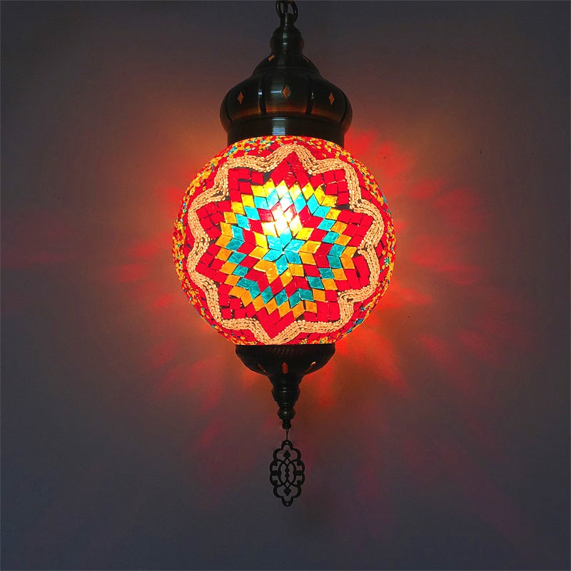 Colorful Glass Antique Ball Hanging Light With 1/6 Bulbs - Ideal For Living Room Suspension Copper /
