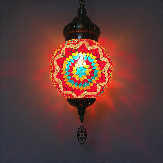 Colorful Glass Antique Ball Hanging Light With 1/6 Bulbs - Ideal For Living Room Suspension Copper /