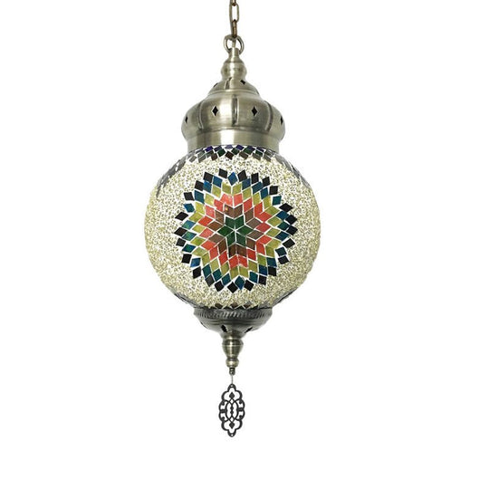 Colorful Glass Antique Ball Hanging Light With 1/6 Bulbs - Ideal For Living Room Suspension