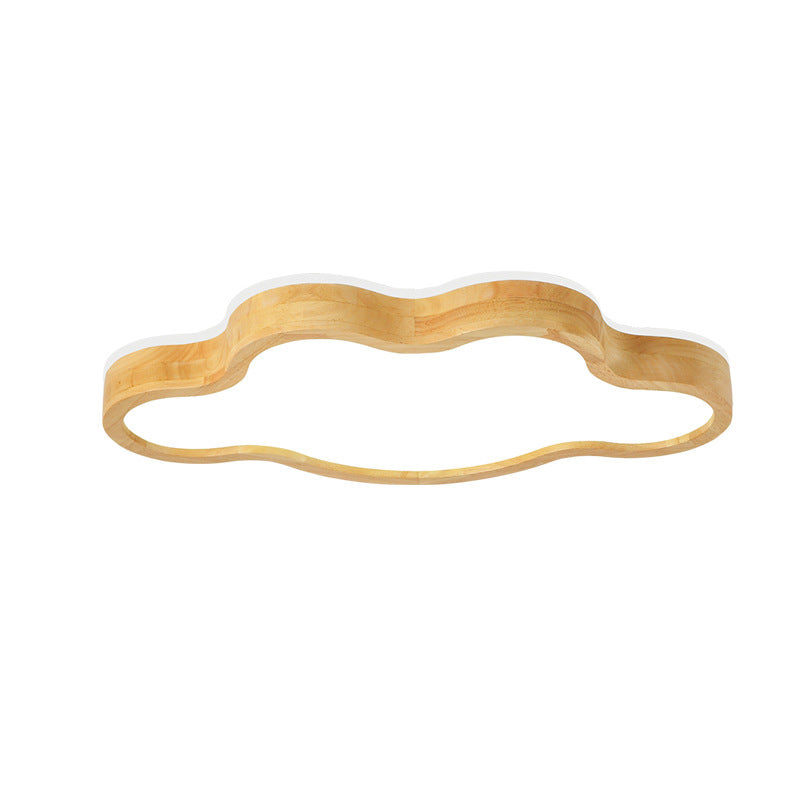 Contemporary Cloud Flush Mount Wood Ceiling Light - LED, 19.5"/25" W, Beige, Warm/White/3 Color Options