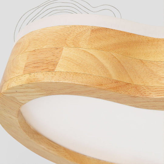 Contemporary Cloud Flush Mount Wood Ceiling Light - LED, 19.5"/25" W, Beige, Warm/White/3 Color Options