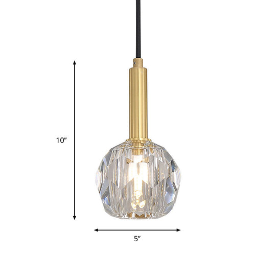 Gold Crystal Faceted Pendant Light Kit for Dining Room