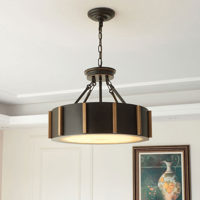 Iron Gear Drop Pendant 14/18 Dia Traditional Led Ceiling Lamp Black Hanging Fixture Warm Light / 14