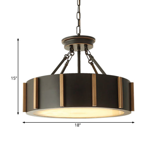 Iron Gear Drop Pendant 14/18 Dia Traditional Led Ceiling Lamp Black Hanging Fixture Warm Light
