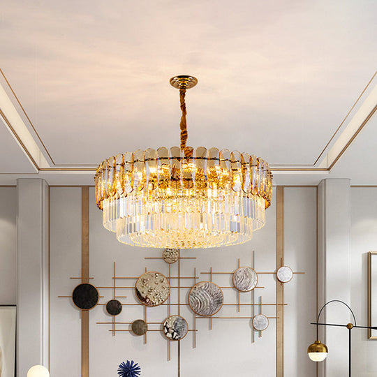 Gold Traditional Round Chandelier with 8-Lights & Crystal Accents - Elegant Hanging Ceiling Light for Dining Room