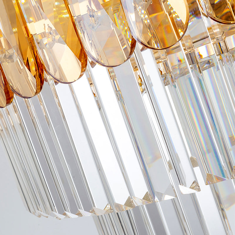 Gold Traditional Round Chandelier with 8-Lights & Crystal Accents - Elegant Hanging Ceiling Light for Dining Room