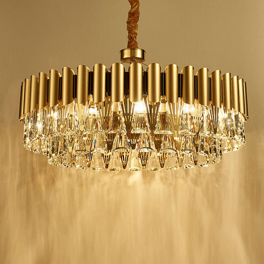 Modernist 4-Tier Crystal Chandelier Lamp - Golden Pendant Lighting Fixture - 8/12 Lights