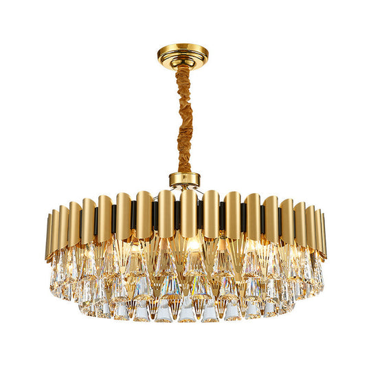 Modernist 4-Tier Crystal Chandelier Lamp - Golden Pendant Lighting Fixture - 8/12 Lights