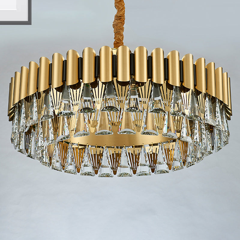 Modernist 4-Tier Crystal Chandelier Lamp - Golden Pendant Lighting Fixture - 8/12 Lights