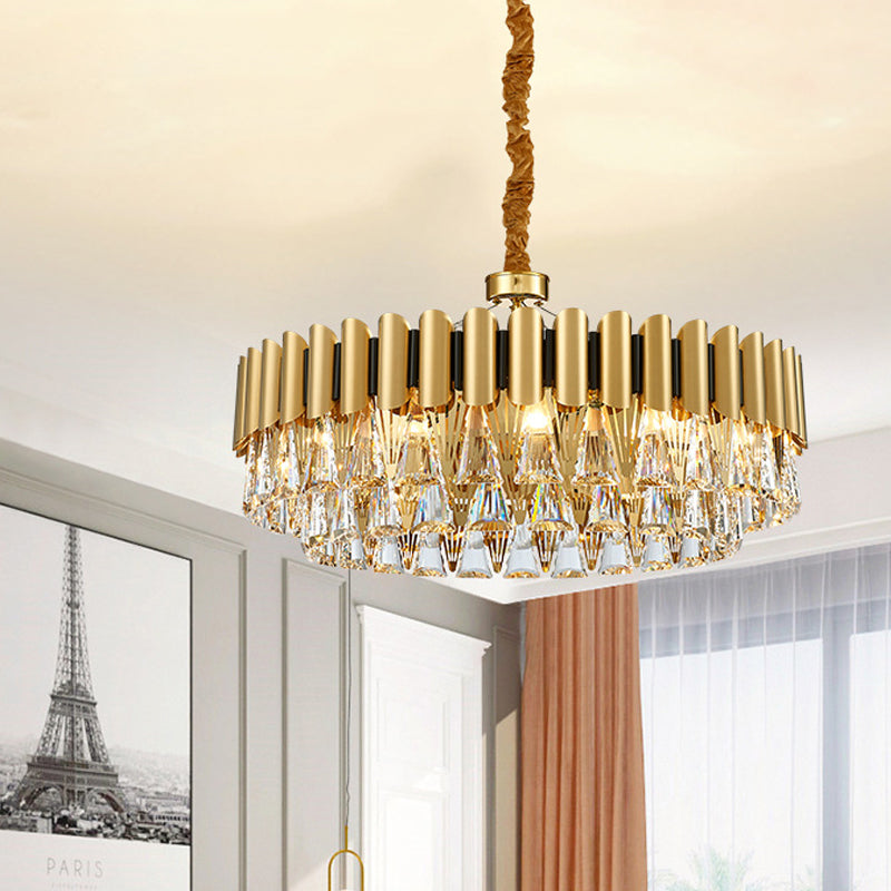 Modernist 4-Tier Crystal Chandelier Lamp - Golden Pendant Lighting Fixture - 8/12 Lights