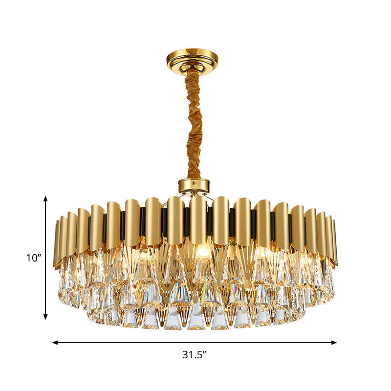 Modernist 4-Tier Crystal Chandelier Lamp - Golden Pendant Lighting Fixture - 8/12 Lights