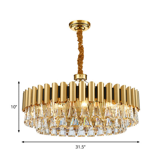 Modernist 4-Tier Crystal Chandelier Lamp - Golden Pendant Lighting Fixture - 8/12 Lights