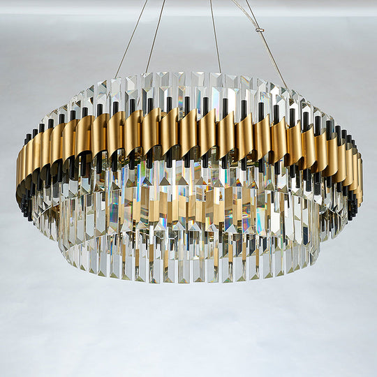 Contemporary Crystal Hanging Pendant Light - 12/16-Light Golden Chandelier