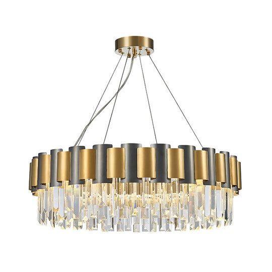 Modern 8/12-Light Golden Crystal Tiered Icicle Pendant Chandelier - Clear, Elegant and Stunning