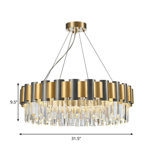 Modern 8/12-Light Golden Crystal Tiered Icicle Pendant Chandelier - Clear, Elegant and Stunning