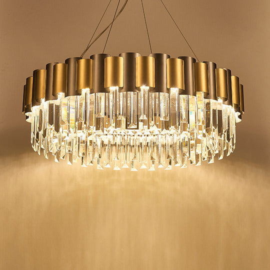 Modern 8/12-Light Golden Crystal Tiered Icicle Pendant Chandelier - Clear, Elegant and Stunning