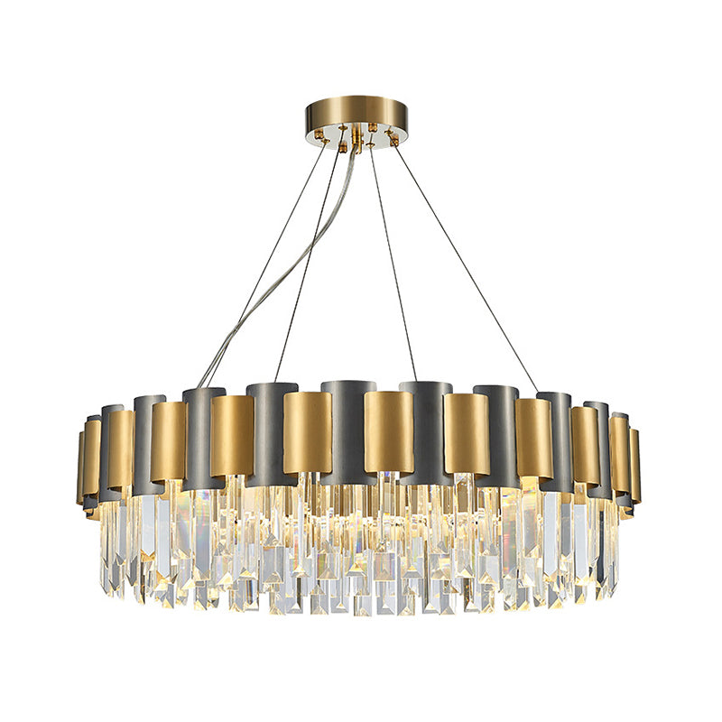 Modern 8/12-Light Golden Crystal Tiered Icicle Pendant Chandelier - Clear, Elegant and Stunning