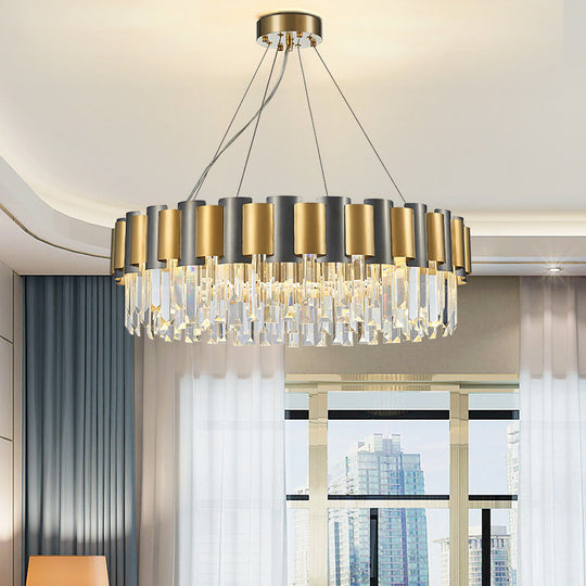 Modern 8/12-Light Golden Crystal Tiered Icicle Pendant Chandelier - Clear, Elegant and Stunning