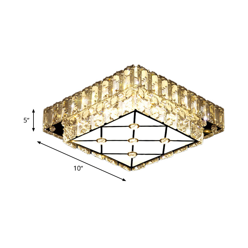 Modern Square Crystal LED Flush Mount Ceiling Light for Hallways