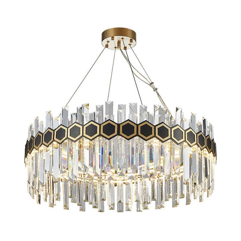 Tapered Icicle Crystal Suspension Pendant LED Chandelier - Modernist Black Ceiling Light, 23.5"/31.5" W