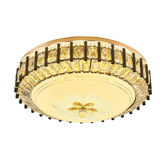 Modern Style Black Gear Ceiling Lamp with LED Faceted K9 Crystal Flush Mount Fixture - 3rd Gear