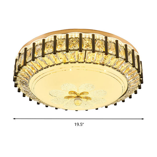 Modern Style Black Gear Ceiling Lamp with LED Faceted K9 Crystal Flush Mount Fixture - 3rd Gear