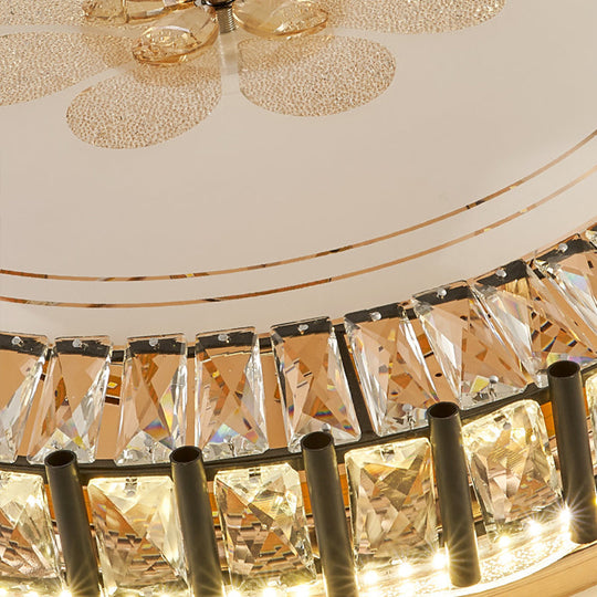 Modern Style Black Gear Ceiling Lamp with LED Faceted K9 Crystal Flush Mount Fixture - 3rd Gear