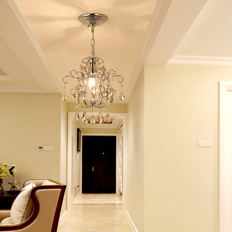 Modern Crystal Geometric Pendant Light with Adjustabl 16" Chain - Chrome Finish