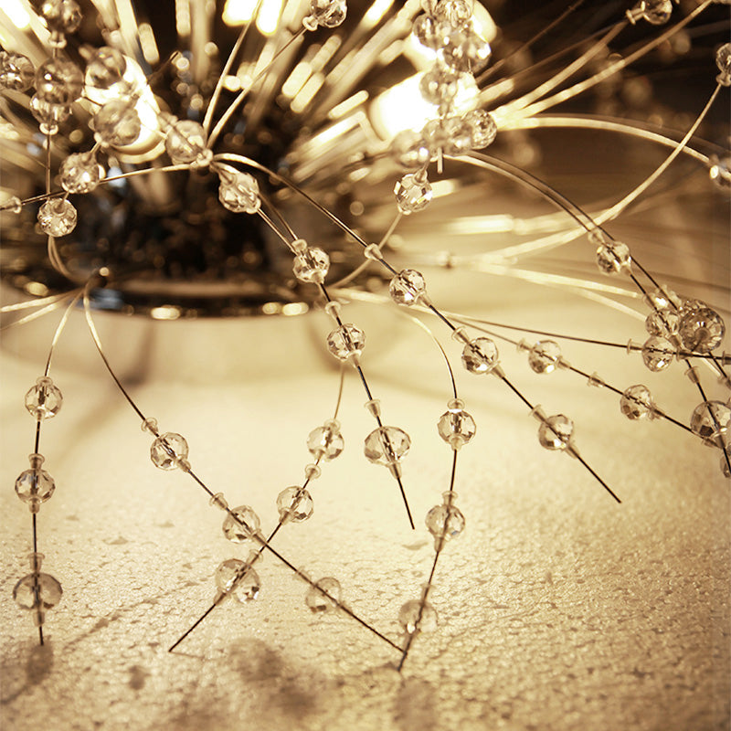 Contemporary Crystal Flush Mount Lamp - Silver/Gold, Warm Light - 6/8 Lights - Bedroom Ceiling Fixture - 23.5"/27.5" W