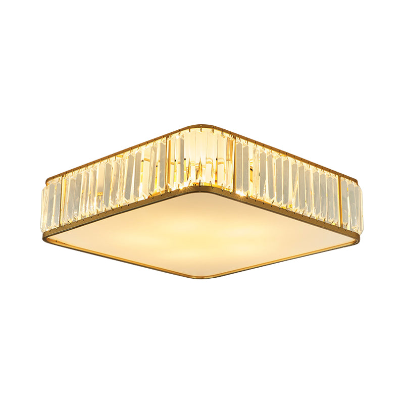 Modern Crystal Flush Ceiling Light - Square Design, 3/4/5 Lights, Gold Finish