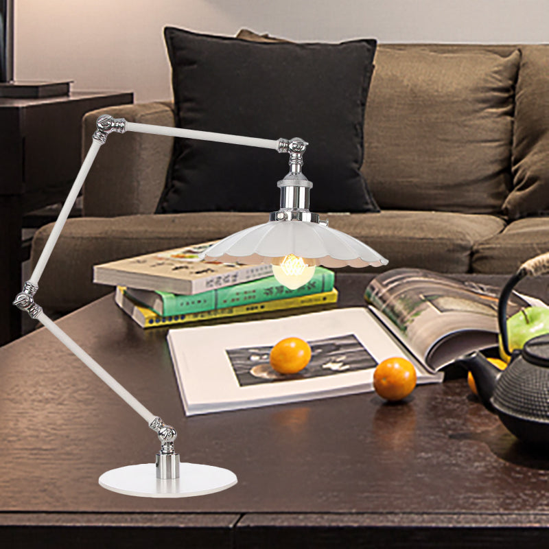 Vintage Adjustable Reading Lamp - Conical Desk Light White Metal 1 Stylish Design 8 Length Arm / A