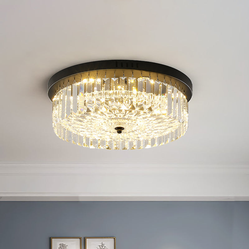Modern Black Round Crystal Ceiling Lamp Choose From 10/14/18 Widths / 10