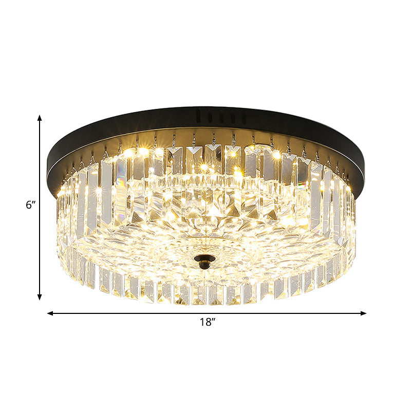 Modern Black Round Crystal Ceiling Lamp Choose From 10/14/18 Widths
