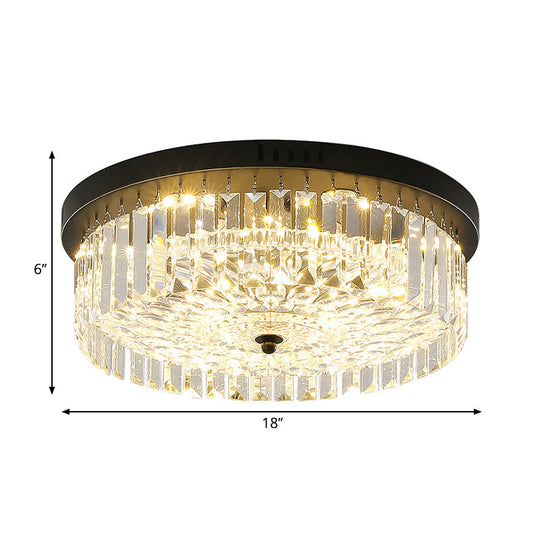 Modern Black Round Crystal Ceiling Lamp Choose From 10/14/18 Widths