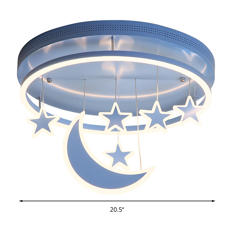 Modern Acrylic Round Flush Mount Lamp - Led Ceiling Light Fixture With Star Deco Warm/White