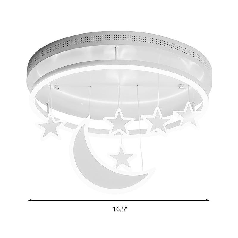 Modern Acrylic Round Flush Mount Lamp - Led Ceiling Light Fixture With Star Deco Warm/White