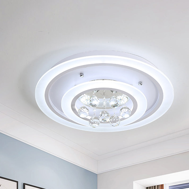 Modern Crystal Ball Round Flush Mount Light With Led Ceiling Light/Remote Control Dimming -