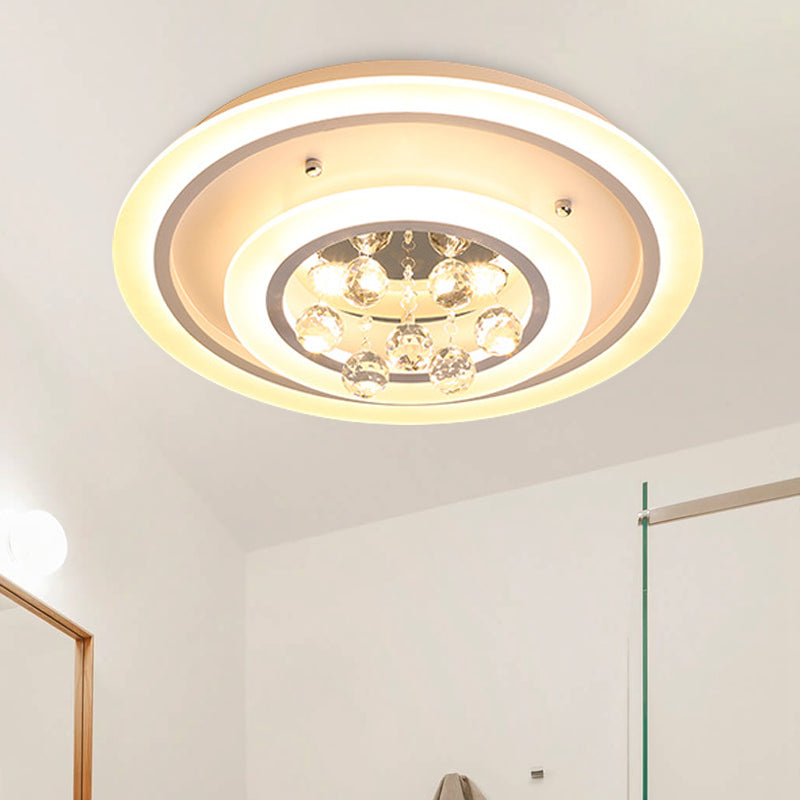 Modern Crystal Ball Round Flush Mount Light with LED Ceiling Light/Remote Control Dimming - 19.5"/23.5" Wide