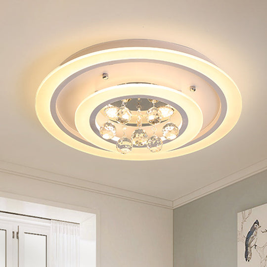 Modern Crystal Ball Round Flush Mount Light with LED Ceiling Light/Remote Control Dimming - 19.5"/23.5" Wide