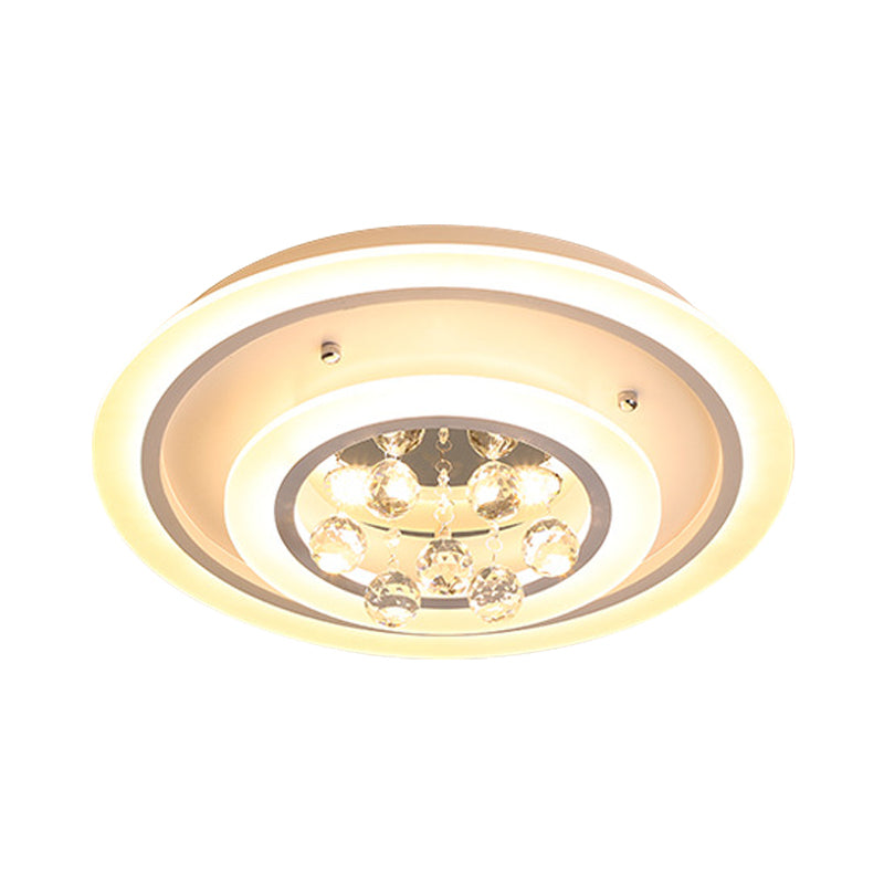 Modern Crystal Ball Round Flush Mount Light with LED Ceiling Light/Remote Control Dimming - 19.5"/23.5" Wide