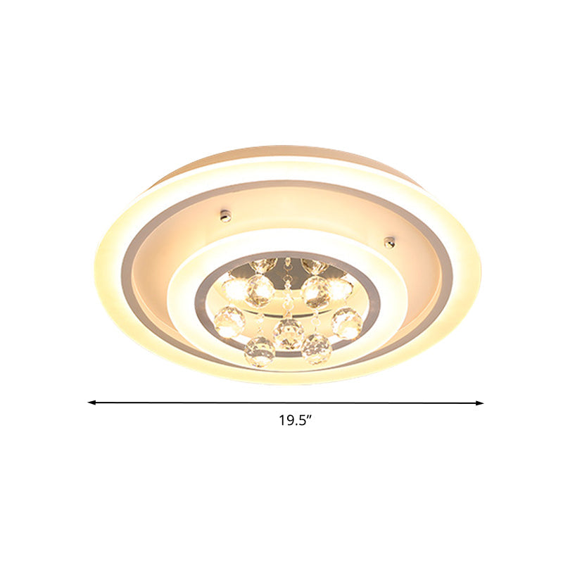 Modern Crystal Ball Round Flush Mount Light with LED Ceiling Light/Remote Control Dimming - 19.5"/23.5" Wide