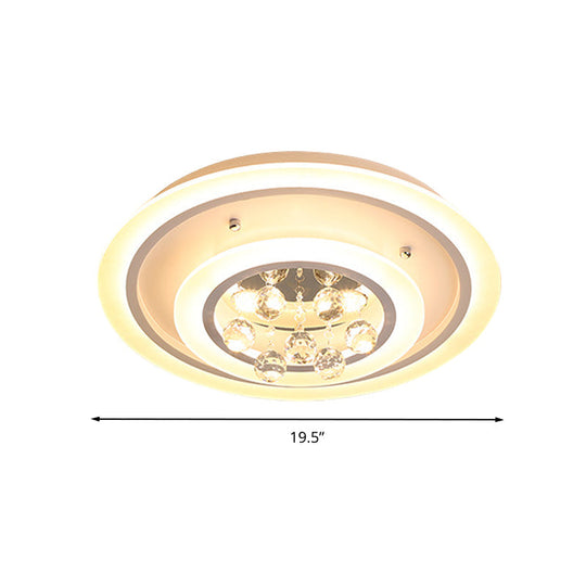 Modern Crystal Ball Round Flush Mount Light with LED Ceiling Light/Remote Control Dimming - 19.5"/23.5" Wide